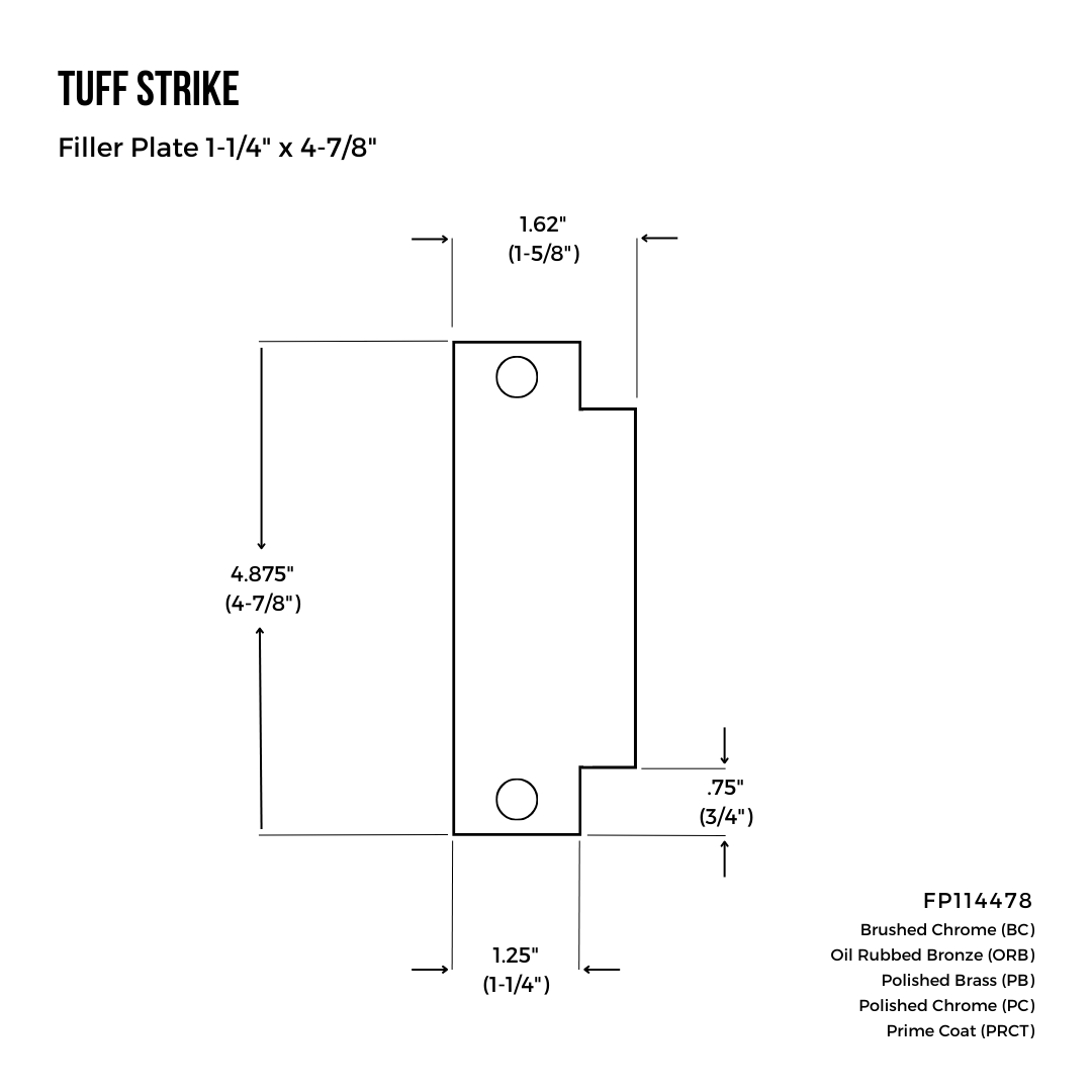 asa ansi dummy filler strike plate cover 1-1/4 x 4-7/8