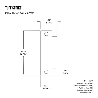 asa ansi dummy filler strike plate cover 1-1/4 x 4-7/8